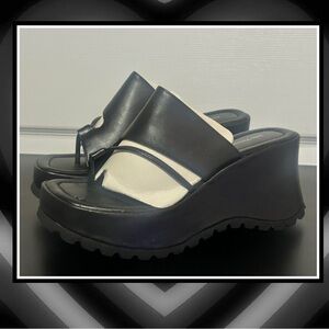 Vintage 90s Chunky Platform Thong Wedges